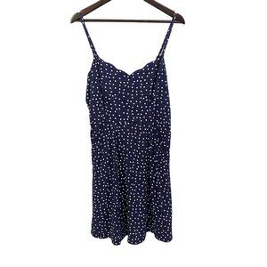 41 Hawthorn‎ Beatriz Scallop Detail Dress Navy Polka Dot L NWT